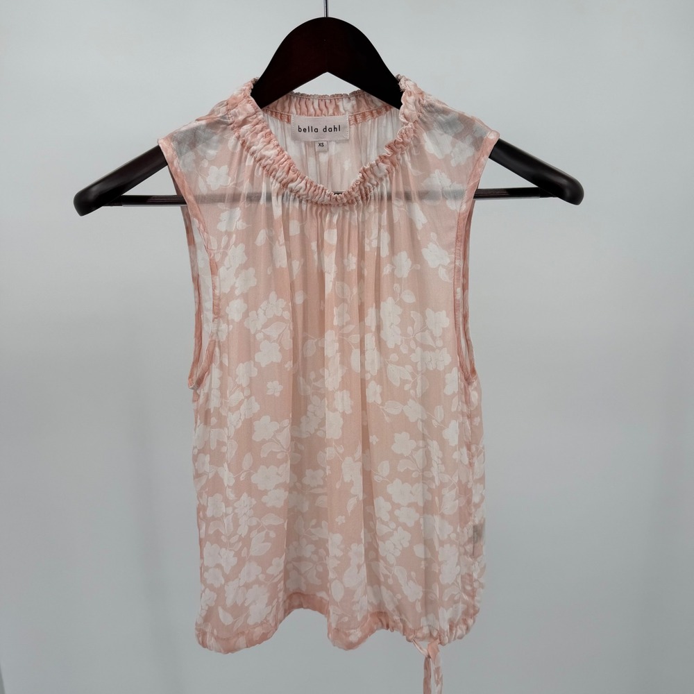 Bella Dahl XS Blush Pink Floral Sleeveless Blouse Lightweight Sheer Boho Top